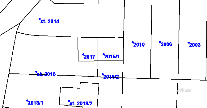 Parcela st. 2015/1 v KÚ Čelákovice, Katastrální mapa