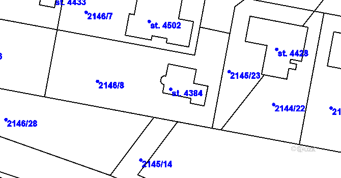Parcela st. 4384 v KÚ Čelákovice, Katastrální mapa