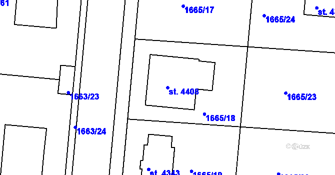 Parcela st. 4408 v KÚ Čelákovice, Katastrální mapa