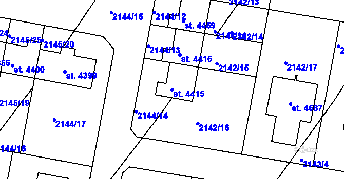 Parcela st. 4415 v KÚ Čelákovice, Katastrální mapa