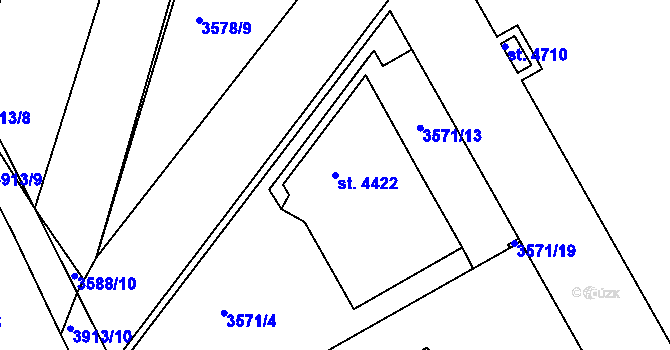 Parcela st. 4422 v KÚ Čelákovice, Katastrální mapa