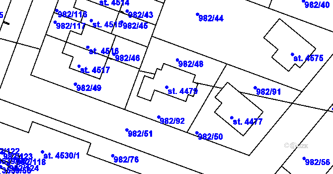 Parcela st. 4479 v KÚ Čelákovice, Katastrální mapa