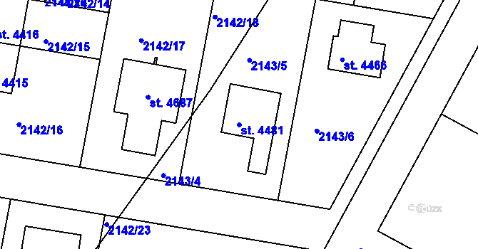 Parcela st. 4481 v KÚ Čelákovice, Katastrální mapa