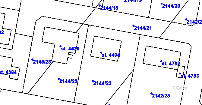 Parcela st. 4494 v KÚ Čelákovice, Katastrální mapa
