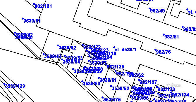 Parcela st. 982/118 v KÚ Čelákovice, Katastrální mapa