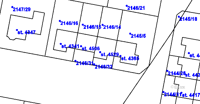 Parcela st. 4529 v KÚ Čelákovice, Katastrální mapa