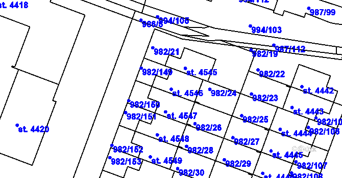 Parcela st. 4546 v KÚ Čelákovice, Katastrální mapa