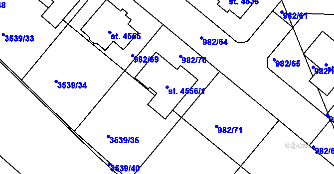 Parcela st. 4556/1 v KÚ Čelákovice, Katastrální mapa