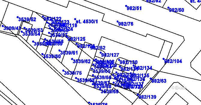 Parcela st. 982/127 v KÚ Čelákovice, Katastrální mapa