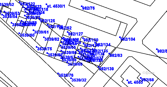 Parcela st. 982/131 v KÚ Čelákovice, Katastrální mapa