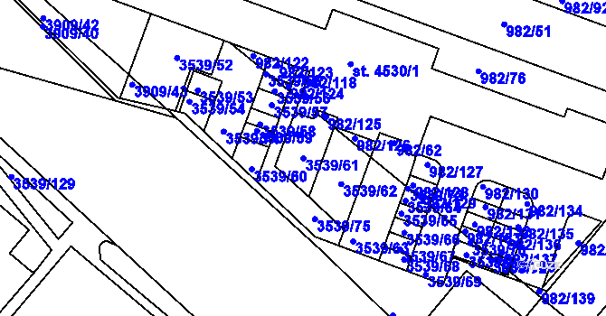Parcela st. 3539/61 v KÚ Čelákovice, Katastrální mapa