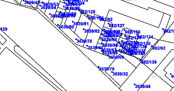 Parcela st. 3539/63 v KÚ Čelákovice, Katastrální mapa