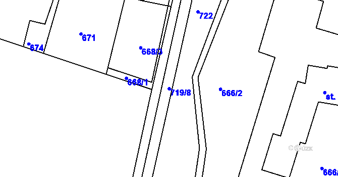 Parcela st. 719/8 v KÚ Čelákovice, Katastrální mapa