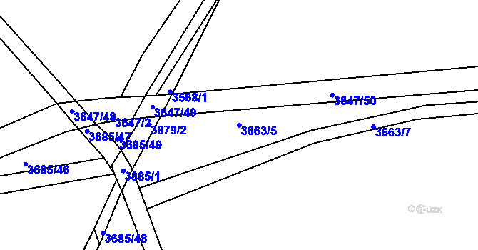 Parcela st. 3663/5 v KÚ Čelákovice, Katastrální mapa