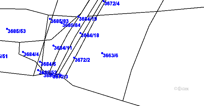 Parcela st. 3663/6 v KÚ Čelákovice, Katastrální mapa