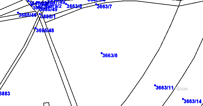Parcela st. 3663/8 v KÚ Čelákovice, Katastrální mapa