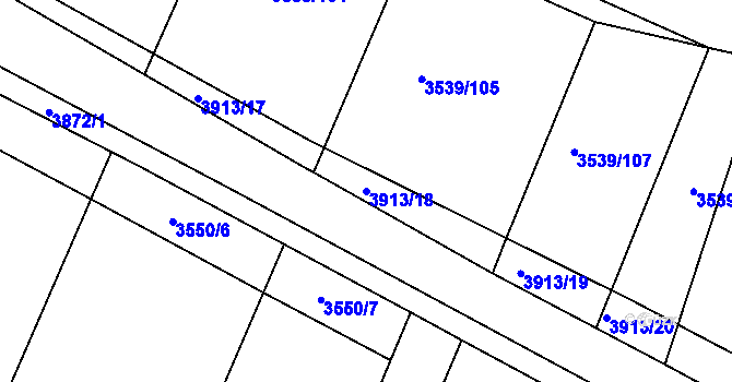 Parcela st. 3913/18 v KÚ Čelákovice, Katastrální mapa