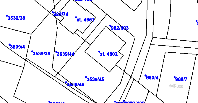 Parcela st. 4602 v KÚ Čelákovice, Katastrální mapa