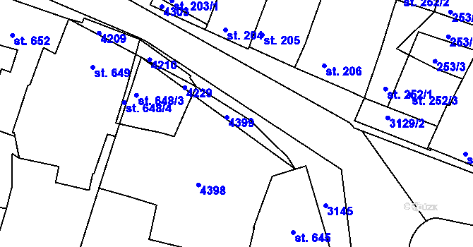 Parcela st. 646/4 v KÚ Čelákovice, Katastrální mapa