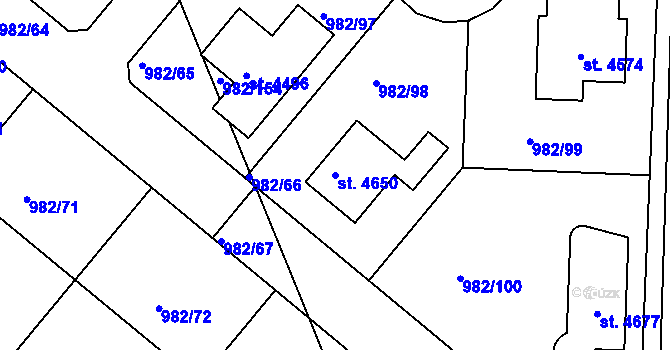 Parcela st. 4650 v KÚ Čelákovice, Katastrální mapa
