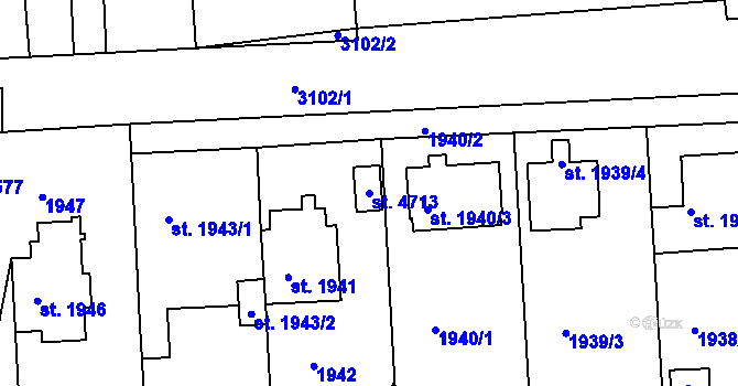 Parcela st. 4713 v KÚ Čelákovice, Katastrální mapa