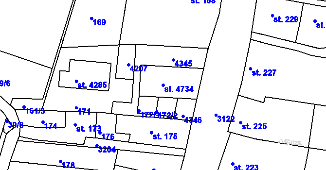 Parcela st. 4734 v KÚ Čelákovice, Katastrální mapa