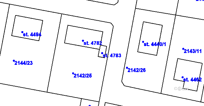Parcela st. 4783 v KÚ Čelákovice, Katastrální mapa