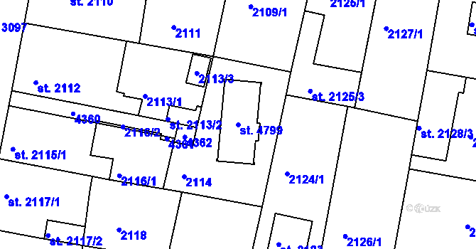 Parcela st. 4799 v KÚ Čelákovice, Katastrální mapa