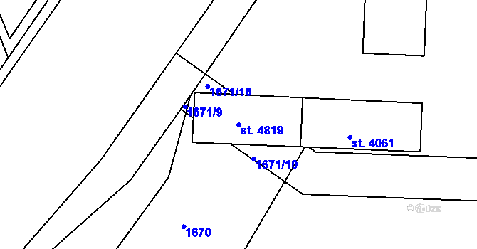 Parcela st. 4819 v KÚ Čelákovice, Katastrální mapa