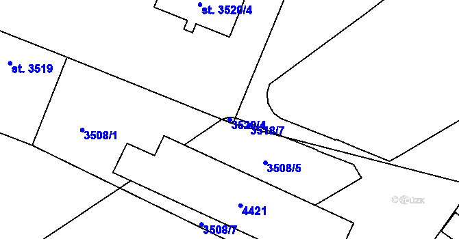 Parcela st. 3520/4 v KÚ Čelákovice, Katastrální mapa
