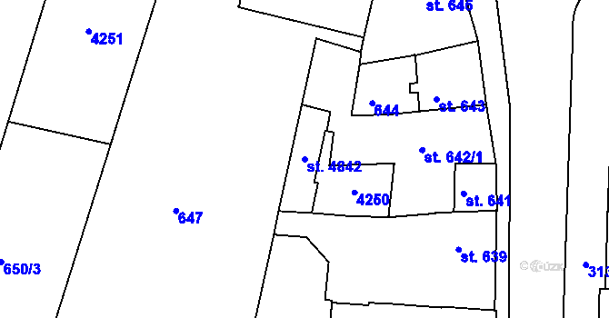 Parcela st. 4842 v KÚ Čelákovice, Katastrální mapa