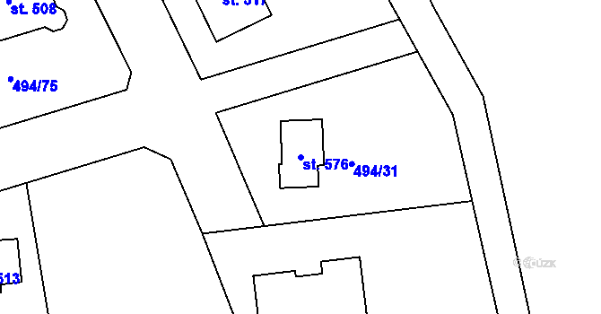 Parcela st. 576 v KÚ Sedlčánky, Katastrální mapa