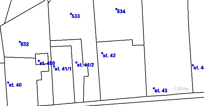 Parcela st. 42 v KÚ Sedlčánky, Katastrální mapa