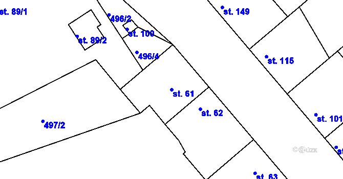 Parcela st. 61 v KÚ Sedlčánky, Katastrální mapa