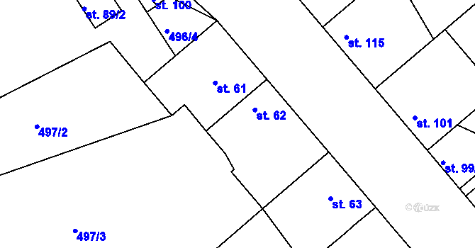 Parcela st. 62 v KÚ Sedlčánky, Katastrální mapa