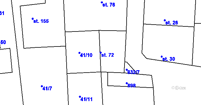 Parcela st. 72 v KÚ Sedlčánky, Katastrální mapa