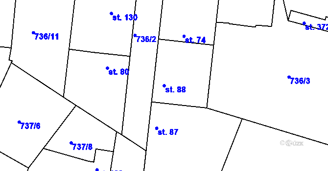 Parcela st. 88 v KÚ Sedlčánky, Katastrální mapa