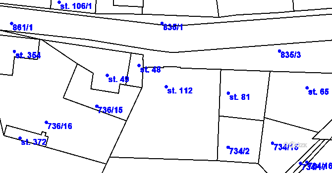 Parcela st. 112 v KÚ Sedlčánky, Katastrální mapa