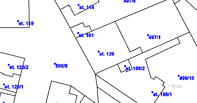 Parcela st. 126 v KÚ Sedlčánky, Katastrální mapa