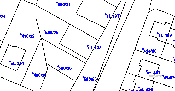 Parcela st. 138 v KÚ Sedlčánky, Katastrální mapa