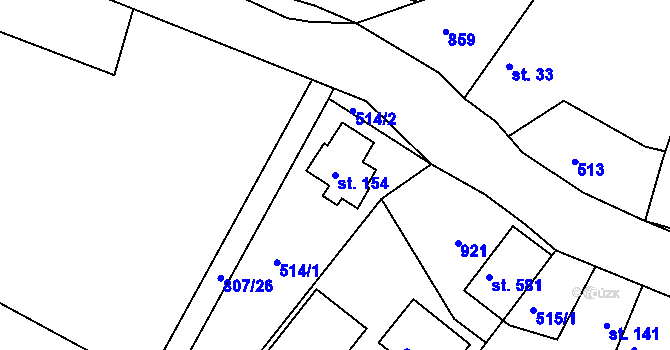 Parcela st. 154 v KÚ Sedlčánky, Katastrální mapa