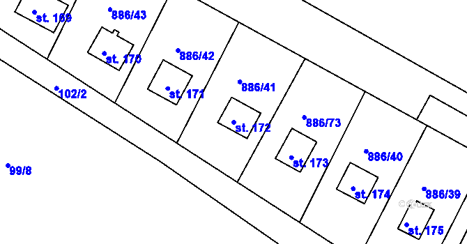 Parcela st. 172 v KÚ Sedlčánky, Katastrální mapa