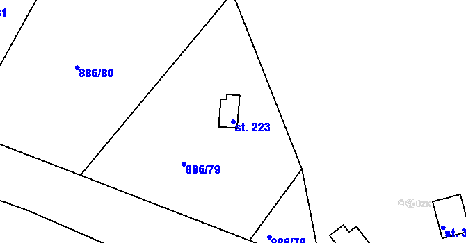 Parcela st. 223 v KÚ Sedlčánky, Katastrální mapa