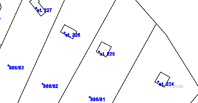 Parcela st. 225 v KÚ Sedlčánky, Katastrální mapa
