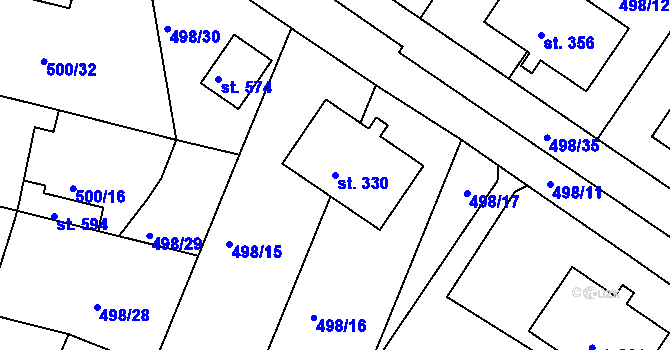 Parcela st. 330 v KÚ Sedlčánky, Katastrální mapa