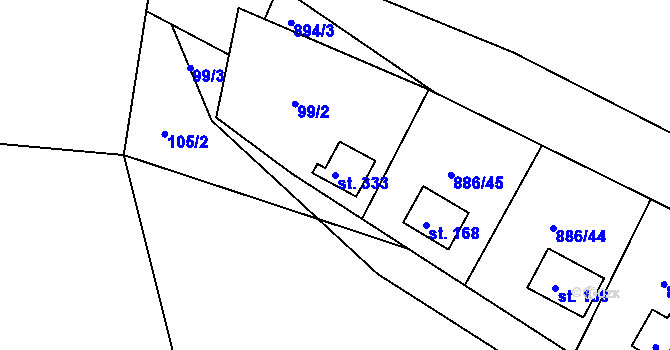 Parcela st. 333 v KÚ Sedlčánky, Katastrální mapa