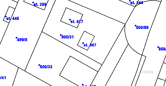 Parcela st. 367 v KÚ Sedlčánky, Katastrální mapa