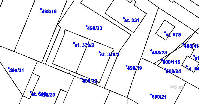 Parcela st. 370/1 v KÚ Sedlčánky, Katastrální mapa