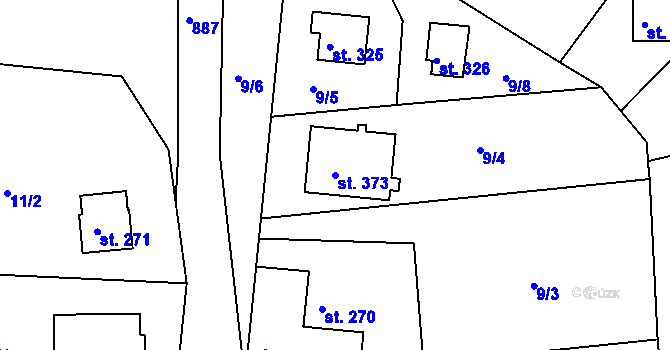 Parcela st. 373 v KÚ Sedlčánky, Katastrální mapa