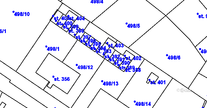 Parcela st. 392 v KÚ Sedlčánky, Katastrální mapa